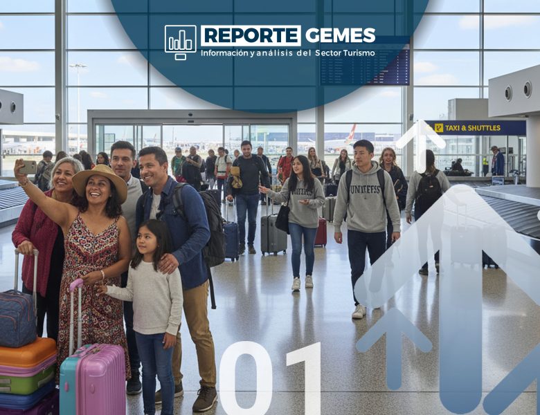 Crecimiento de 2.4% en la llegada de turistas extranjeros a México, por vía aérea, durante el mes de julio. En el acumulado anual una disminución de -1.5%.